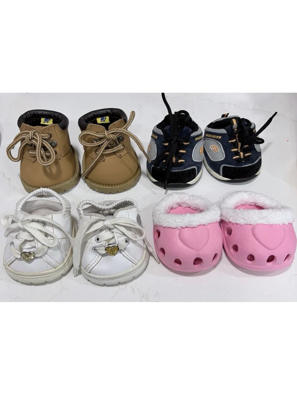 Build A Bear Shoes Lot of 4 Pairs Low Top Sneakers Crocs Boots Skechers